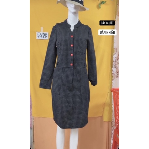 đầm thun kẻ ô nhạt chất xịn mướt size M.S428