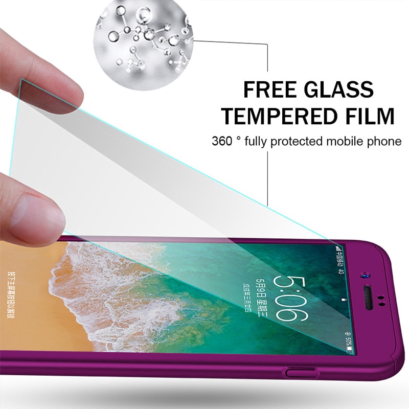 Ốp điện thoại từ PC cứng + phim dán bảo vệ màn hình cho iPhone 6/7/8 Plus X/XS/XR XS Max 12Mini 11 12 Pro Max