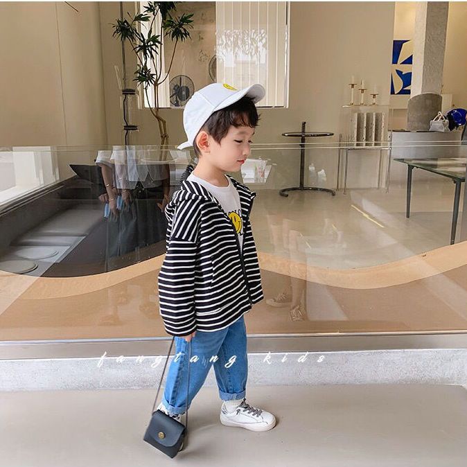 Phong Cách Mới Đặc Biệt Offer ~ Áo Khoác Mỏng Có Dây Kéo Có Mũ Trùm Đầu Dễ Phối Đồ Cho Bé Trai