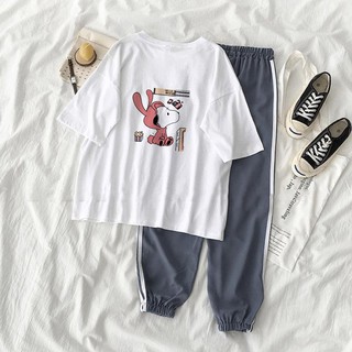 Set Đồ Thể Thao Năng Động Unisex Quần Jogger Phối Thun Unisex Gấu Tai Dày S10 Có Big Size