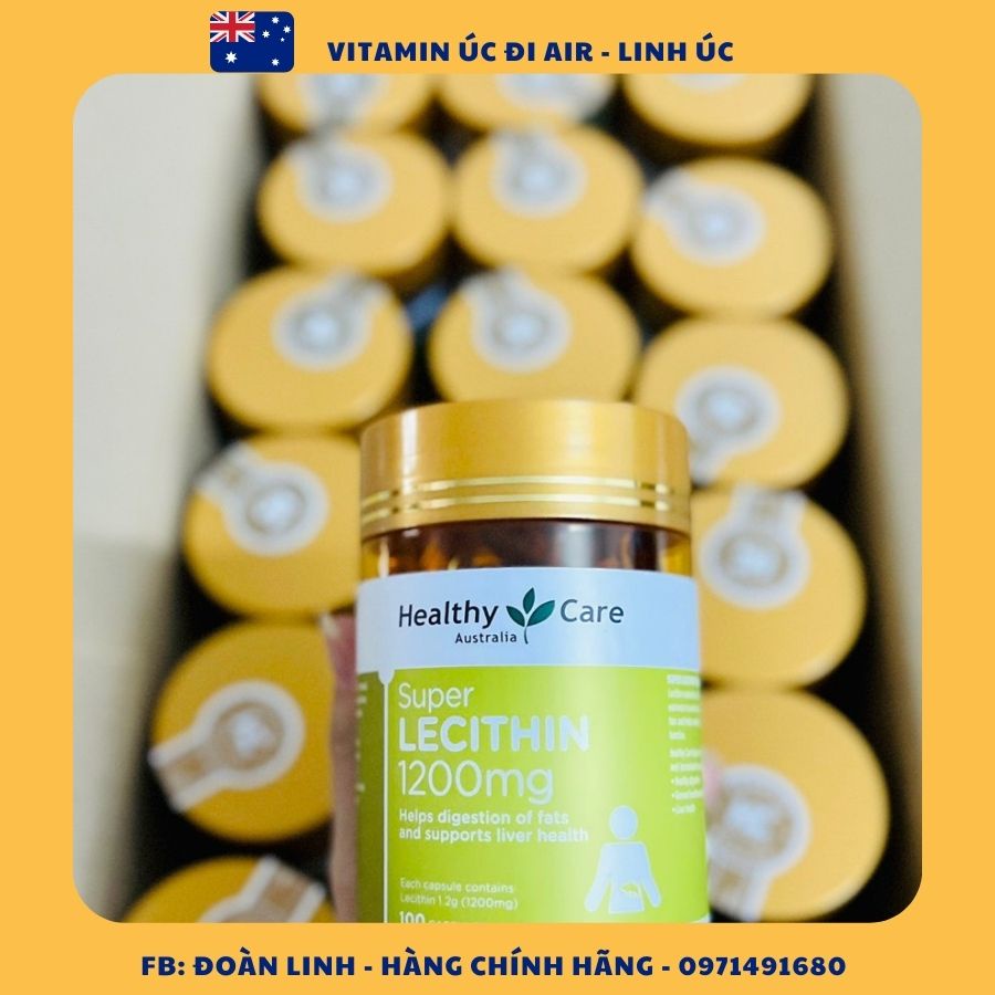 Mầm đậu nành Healthy Care Super Lecithin 1200mg, Hàng Chuẩn Úc, mầm đậu chăm sóc sắc đẹp