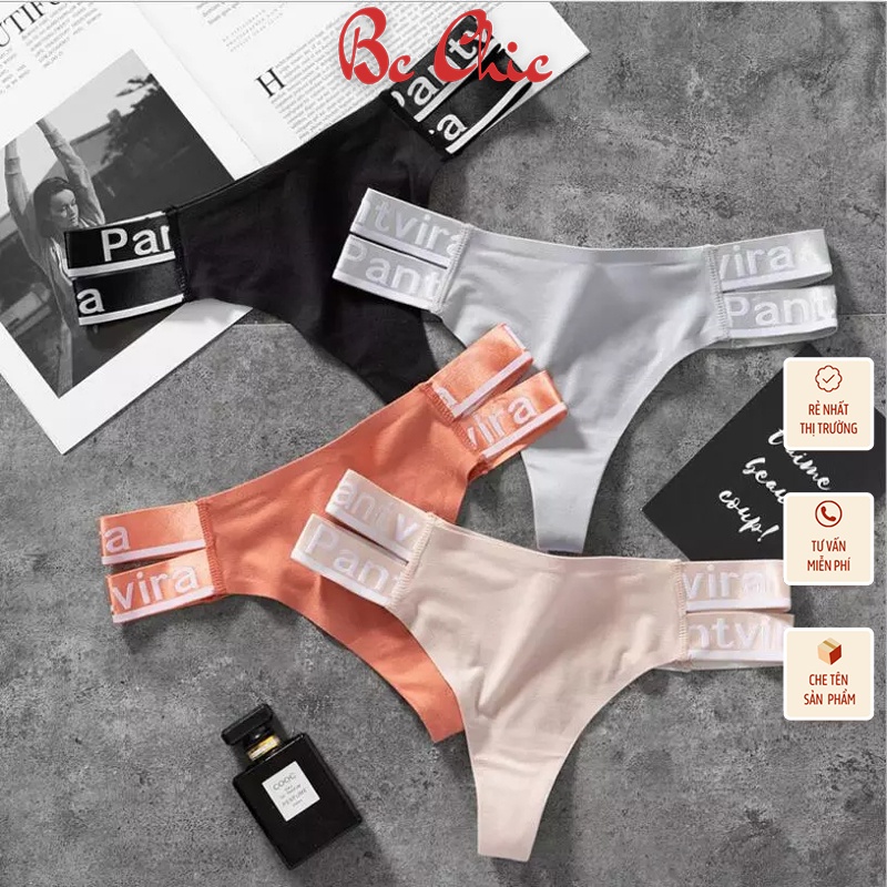 Quần Lọt Khe Nữ , Quần Lót Nữ Lọt khe cotton cao cấp hai dây viền chữ cá tính quyến rũ mã Q416 BC_CHIC LINGERIE