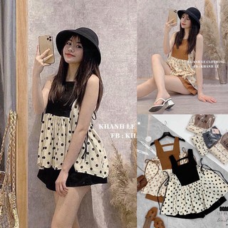 SET Áo bbdoll chấm bi kèm Quần short đũi⚡️2 màu ảnh thật
