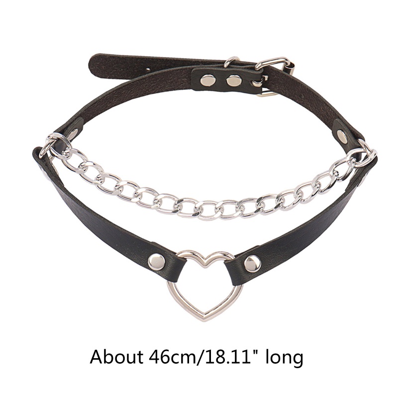 Vòng Cổ Choker Da Pu Mặt Trái Tim Phong Cách Punk Gothic Punk Cá Tính Dành Cho Nam Và Nữ YOUYO