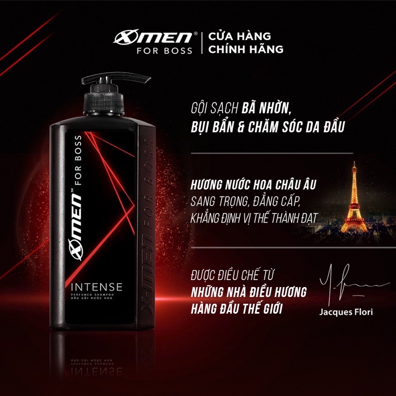 Dầu gội nước hoa X-Men For Boss Intense 650g - Mùi hương trầm đầy nội lực