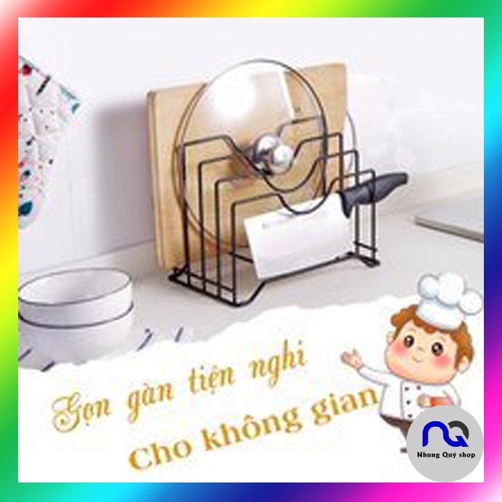 Giá để nắp nồi, kệ gác dao thớt 4 ngăn đa năng cho nhà bếp thêm gọn gàng