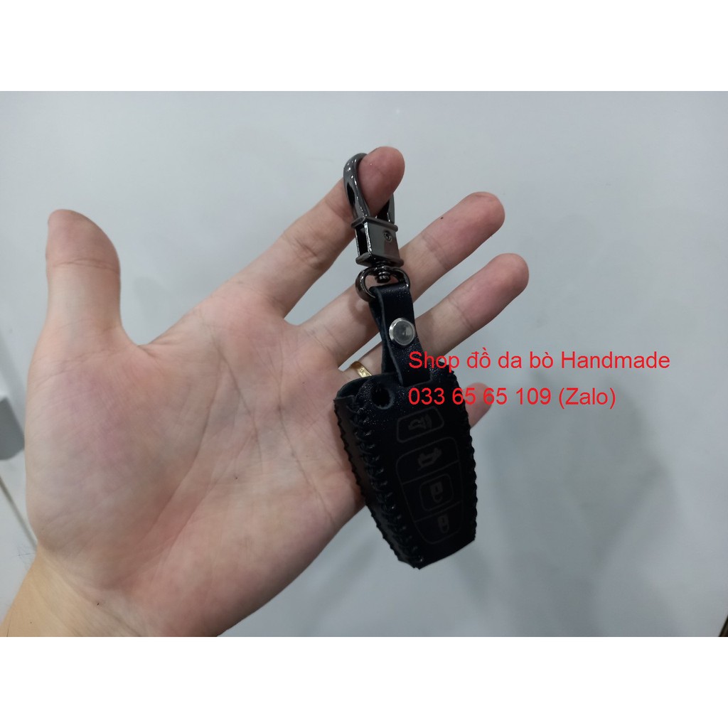 [Giảm giá sốc] Bao da chìa khoá Hyundai i30 CW, Veracruz 2007, 2008, 2009...bằng da bò, kèm móc khóa, khăc tên miễn phí