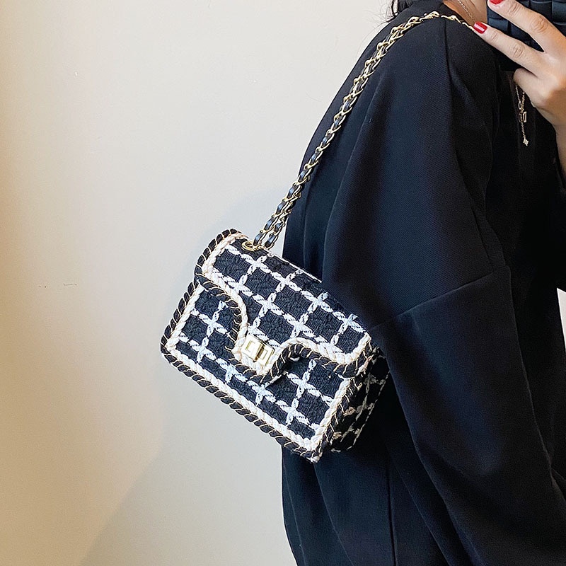 Túi Xách JASMIN NOIR Đeo Chéo Họa Tiết Sọc Ca Rô Thời Trang Dành Cho Nữ