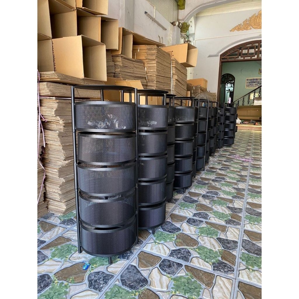 Kệ Xoay Đa Năng, Kệ Tròn Xoay Đựng Đồ Thông Minh 5 Tầng Tiện Dụng, Có Bánh Xe Di Chuyển