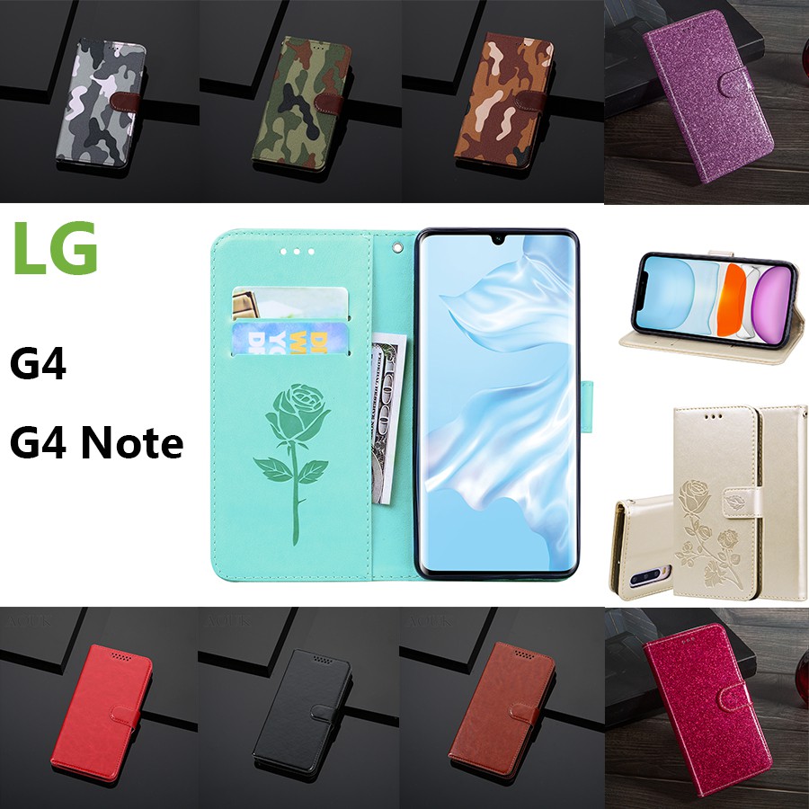 Bao da điện thoại đế đỡ nắp lật từ tính/ ngăn ví cho LG G4 / G4 Note