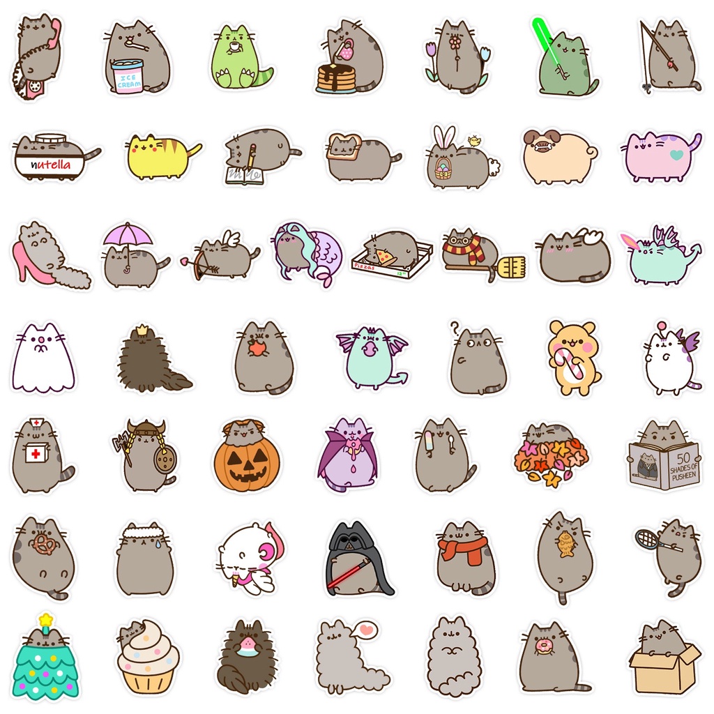 Stiker Hình Mèo Xám Cute Không Thấm Nước Để Trang Trí