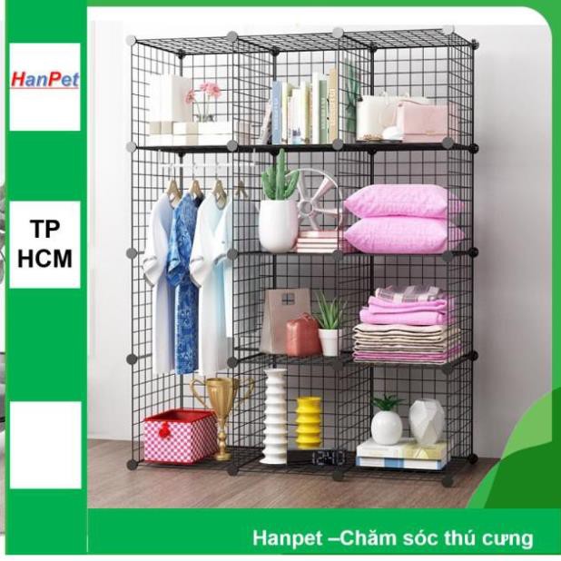 Hanpet.GV- Chuồng quây chó mèo sóc thỏ 12 Miếng (11 sắt + 1 cửa + chốt)  Chuồng quây chó mèo