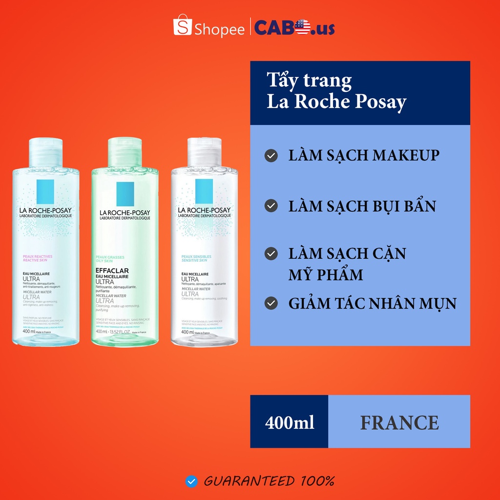 TẨY TRANG LA ROCHE - POSAY NỘI ĐỊA PHÁP CÁC SIZE