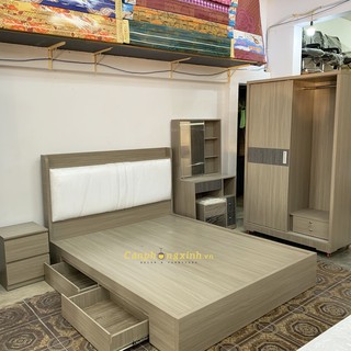 Combo Giường Tủ Phòng Ngủ Gỗ MDF CPX-CB07 Xám Phối Trắng