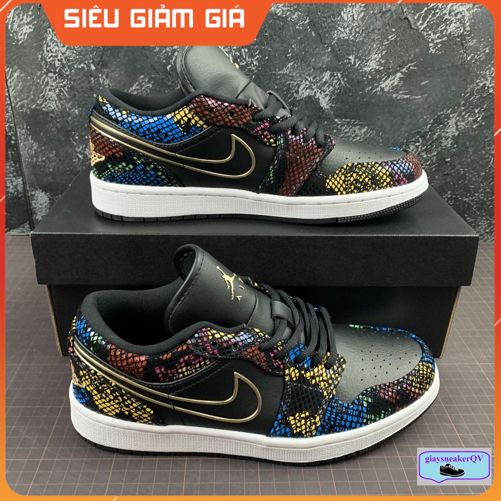 Giày thể thao Air Jordan 1 Low Multicolor S.nakeskin   cổ thấp siêu đẹp dành cho nam nữ