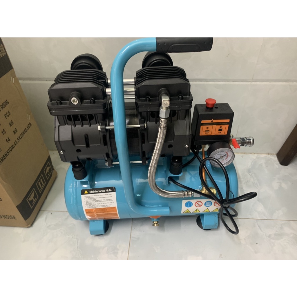 Máy nén khí mini GT9009l-1200W, Máy không dầu 9lít, 2 vạn nạp khí siêu nhanh 35s đầy bình