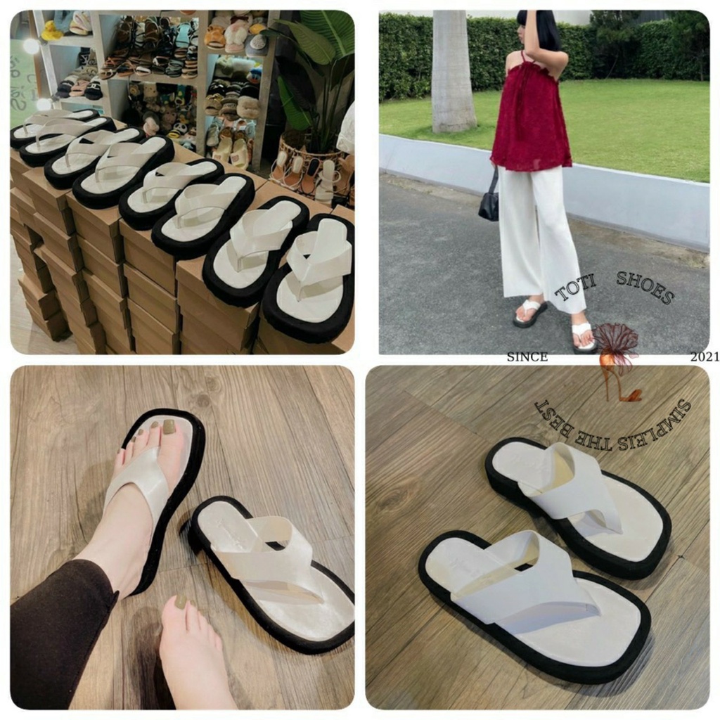 DÉP LÊ NỮ TOTIIE SHOES - DÉP XUỒNG THỜI TRANG ĐẾ BẰNG - DÉP KẸP BÁNH MÌ QUAI NGANG D2110130
