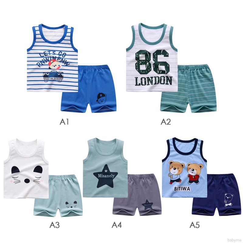 Set Áo Thun Sát Nách Và Quần Short Họa Tiết Hoạt Hình Đáng Yêu Dành Cho Các Bé
