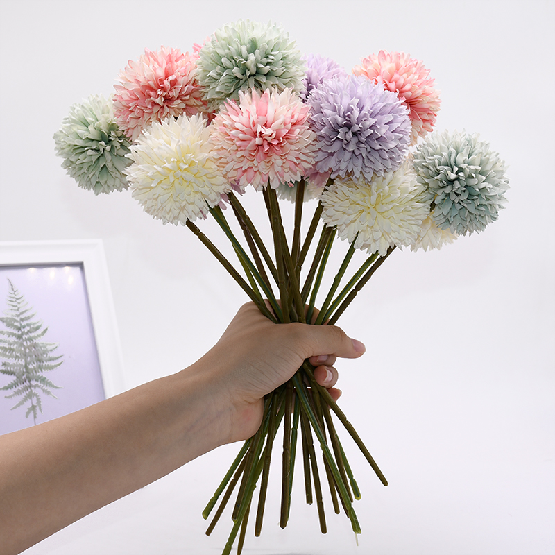 1 Head Artificial Pink Dandelion Flower Ball, Home Fake Flower Wall, Wedding Decoration, Celebration Flower,