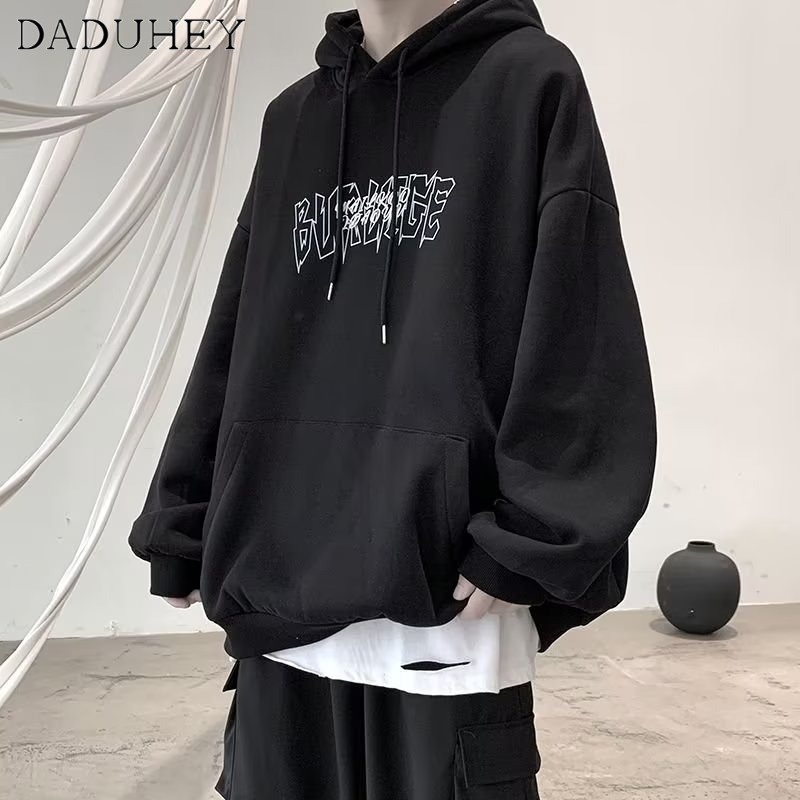DaDuHey 2022 New Men's Autumn Ins Loose Hooded Sweater Hong Kong Style Trendy Brand Printed All-Matching Top