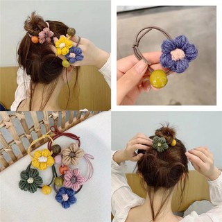 Dây chun buộc tóc vòng tay hoa len vintage Hàn Quốc - Phụ kiện cột tóc