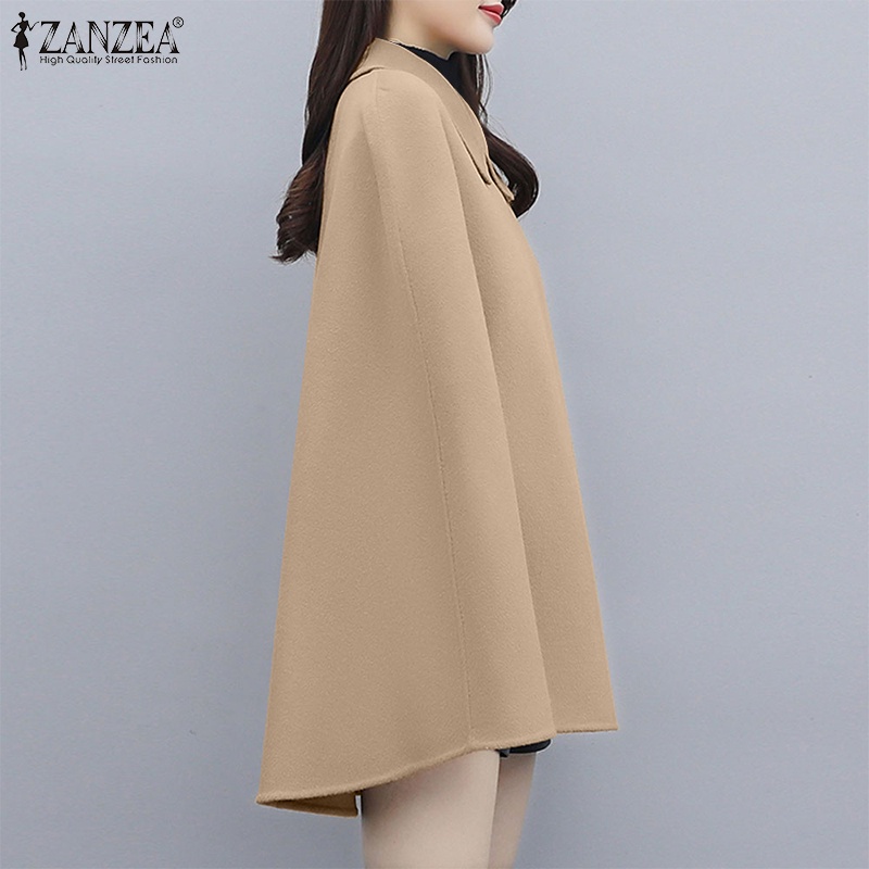 Áo choàng ZANZEA form rộng màu trơn cổ mép lật thời trang mùa đông cho nữ | BigBuy360 - bigbuy360.vn