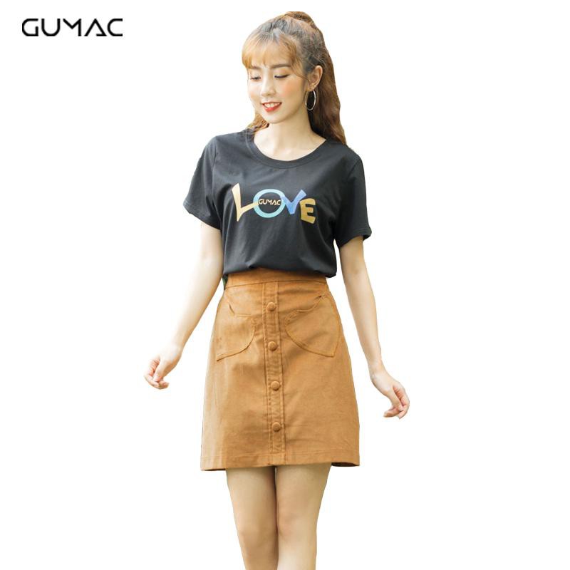 Chân váy phối túi tim VA323 GUMAC
