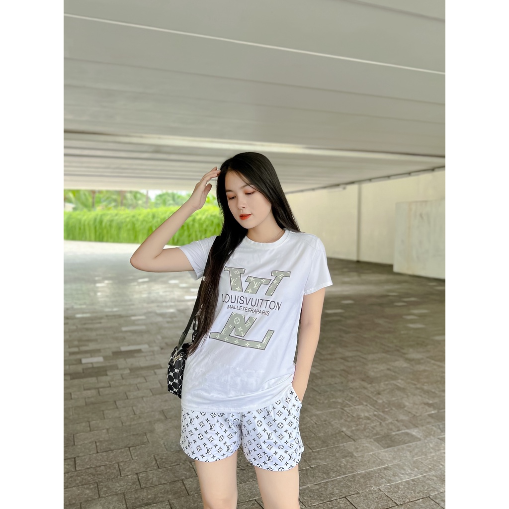ĐỒ BỘ LV VNXK HỌA TIẾT TRẮNG ĐEN - COTTON 100% 4C FORM CHÂU ÂU