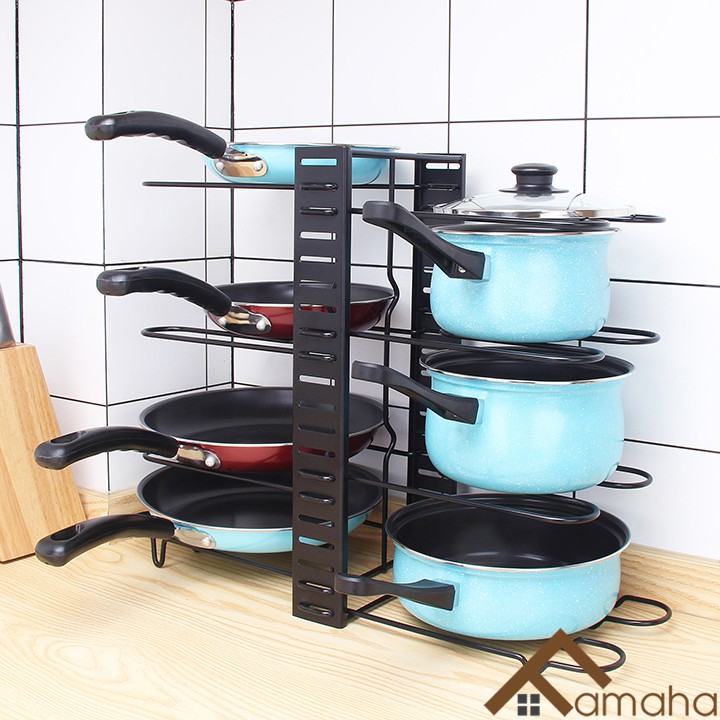 Kệ úp xoong nồi cao cấp 8 tầng đa năng có thể tự điều chỉnh kích thước lớn, kệ để đồ tiện ích FAMAHA