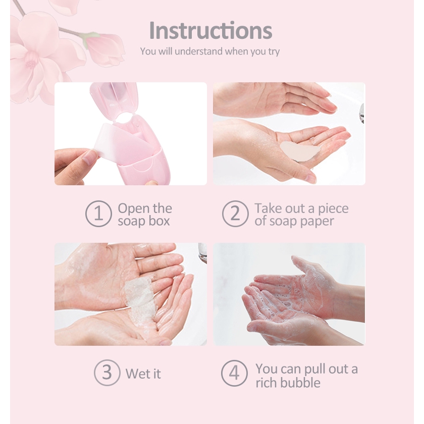 [Hàng mới về] Hộp 50 tờ xà phòng giấy mùi hương thơm mát dịu dài thích hợp khi du lịch | BigBuy360 - bigbuy360.vn