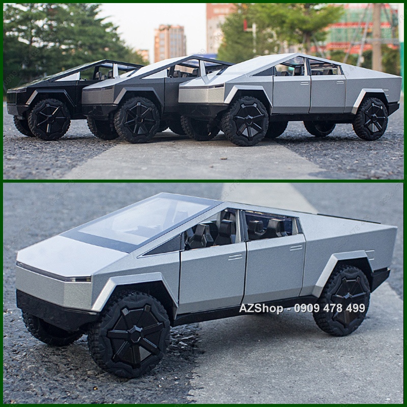 Mô Hình Kim Loại Xe Bọc Thép Tesla CyberTruck Kèm Motor - Tỉ Lệ 1:24
