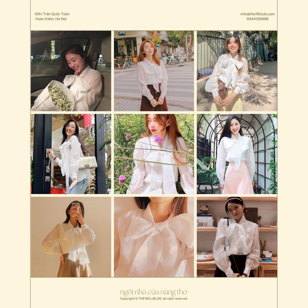 THE19CLUB - Áo sơ mi cổ buộc nơ 4 màu sắc - Ella Shirt