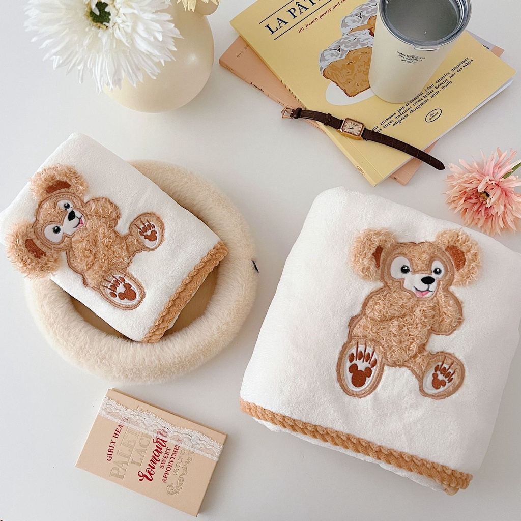 Bộ Khăn Tắm Hai Mảnh Thêu Họa Tiết Hoạt Hình Dành Cho Trẻ Em Và Người Lớn