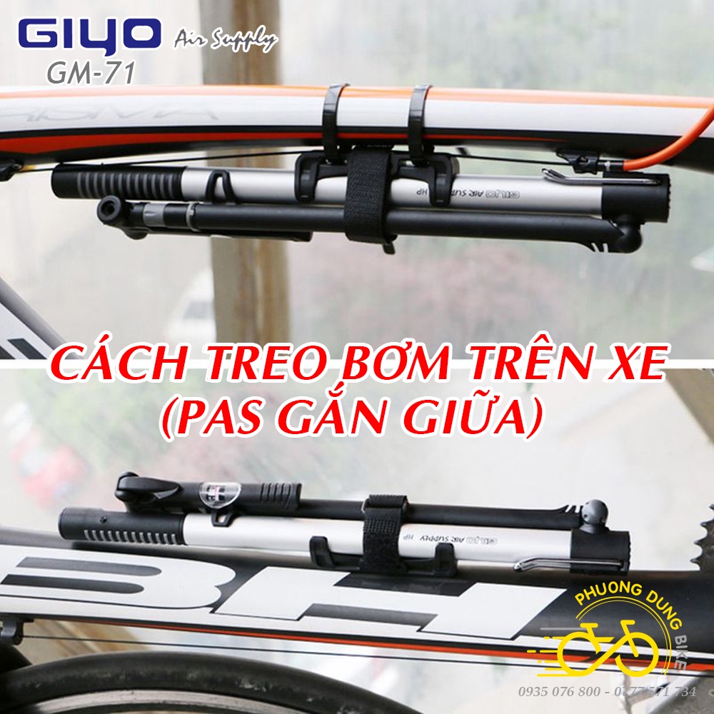 Bơm mini xe đạp GIYO GM-71 có đồng hồ đo áp suất