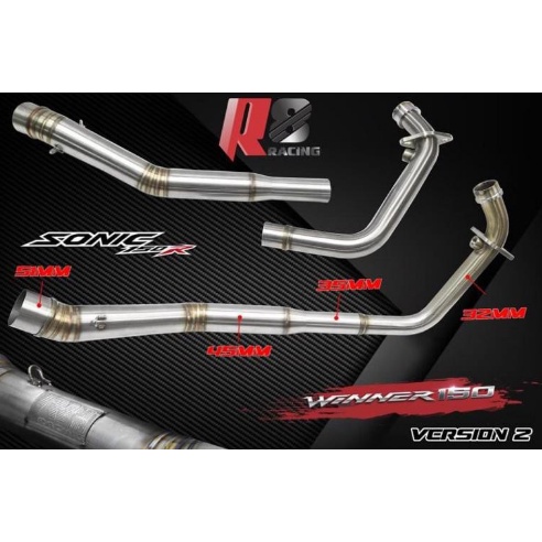 Cổ pô tăng 2 khúc R8 Racing xịn dành cho Winner Sonic 150