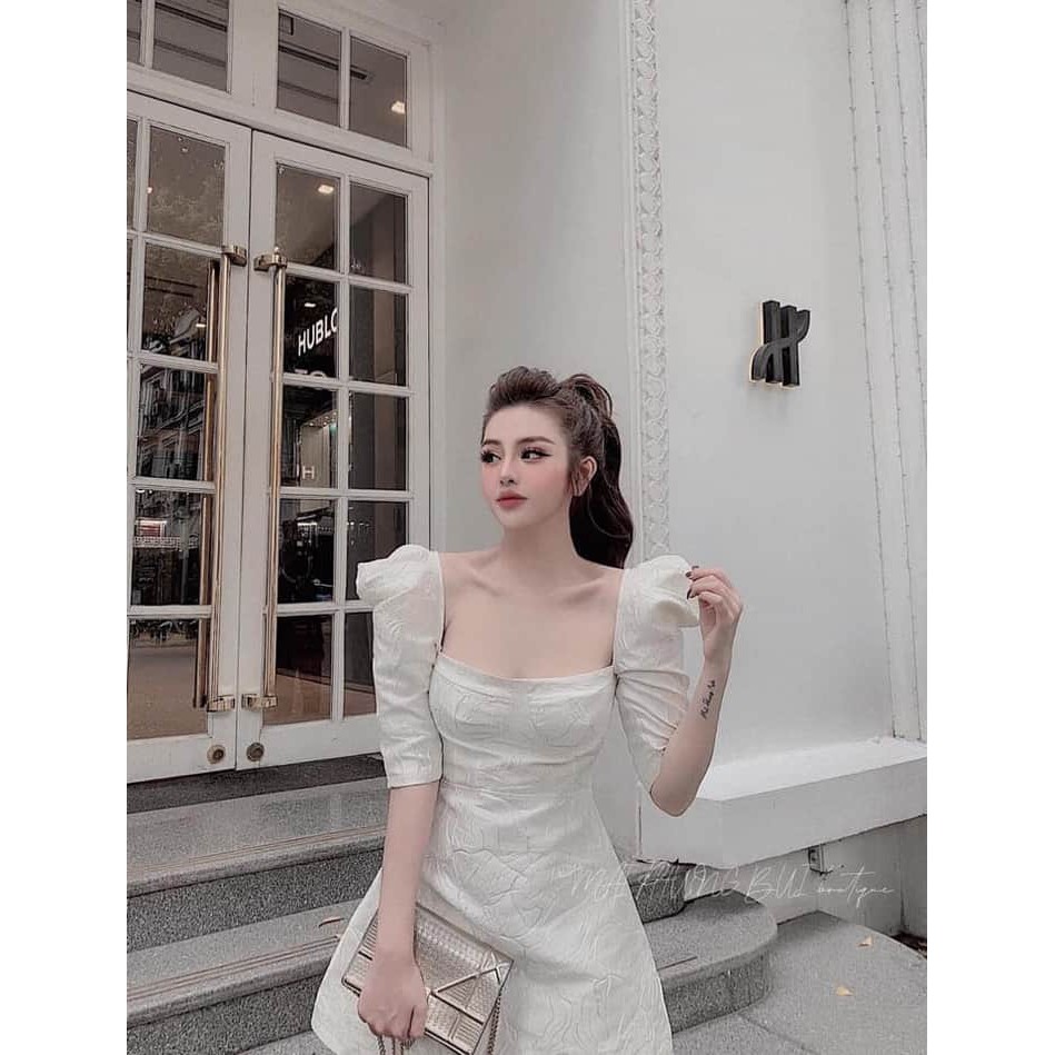 Váy Dự Tiệc Tay Phồng Váy Thiết Kế Cổ Vuông Chất Gấm Đẹp Xuất Sắc Hanaki HNK9935 | BigBuy360 - bigbuy360.vn