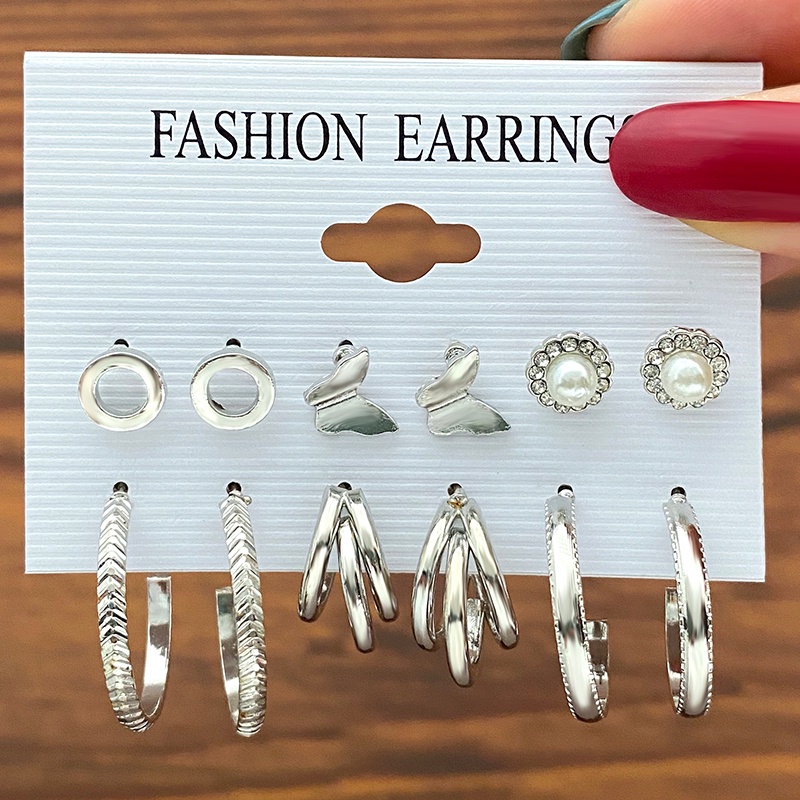 1 Set Bông Tai Hình Rắn Đính Ngọc Trai Và Bướm Mini Bằng Hợp Kim Thời Trang Thanh Lịch Dành Cho Nữ