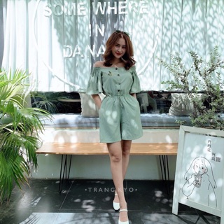 (Up New) BỘ JUM TRỄ VAI THÊU NGỰC JUMPSUIT NỮ - 0845