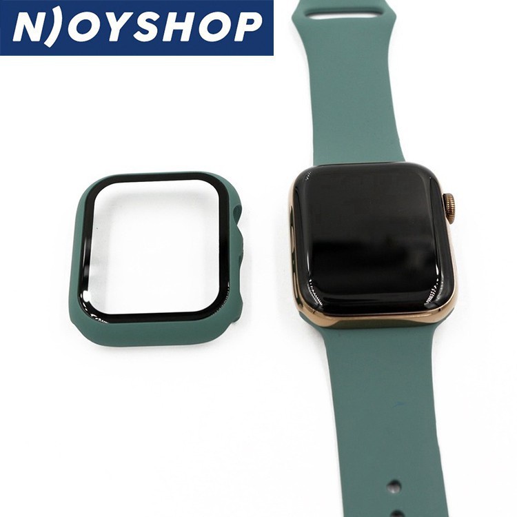 Ốp Apple Watch Kính Cường Lực Viền Silicon 38 42Mm 40 44Mm - Apple Watch Series 5 4 3 2 1 - Case Apple Watch NJOYSHOP