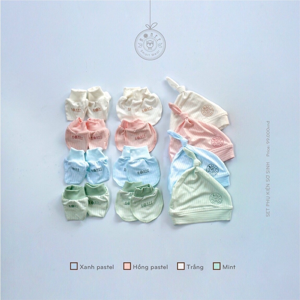Set phụ kiện gồm mũ, bao tay và bao chân cho trẻ sơ sinh