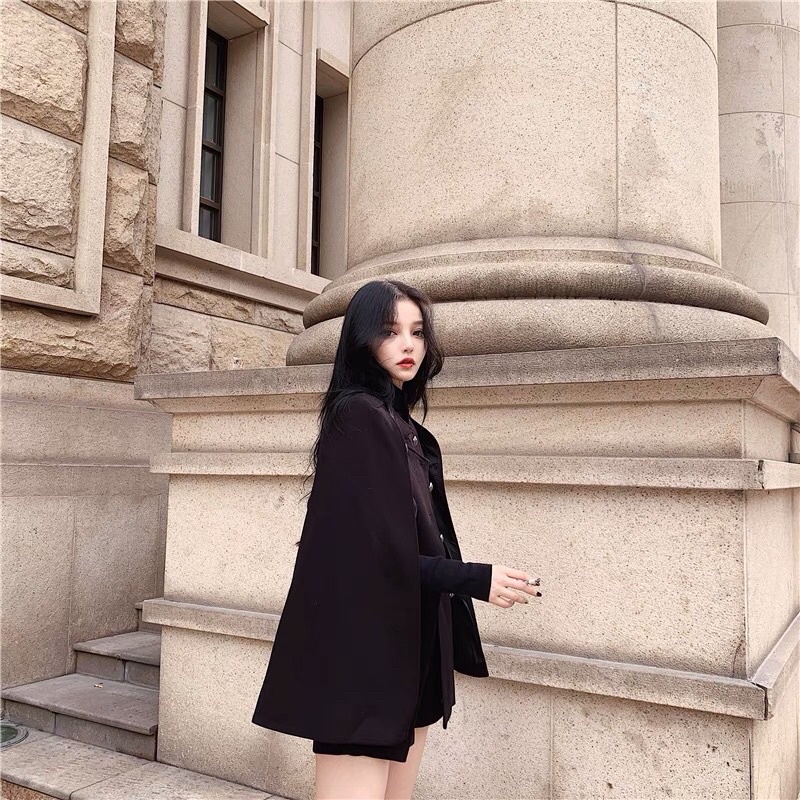 Áo khoác dạ cape cho nữ đính khuy sang chảnh hàng cao cấp