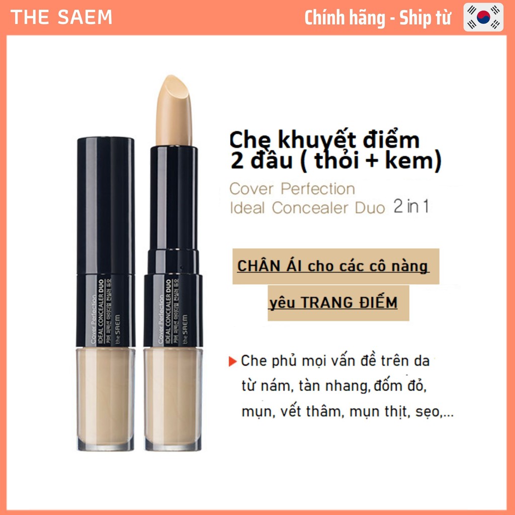 [The Saem] Thanh che khuyết điểm chuyên nghiệp 2 trong 1, màu 02 Beige đậm - Cover Perfection Ideal Concealer Duo 02 Rich Beige | BigBuy360 - bigbuy360.vn