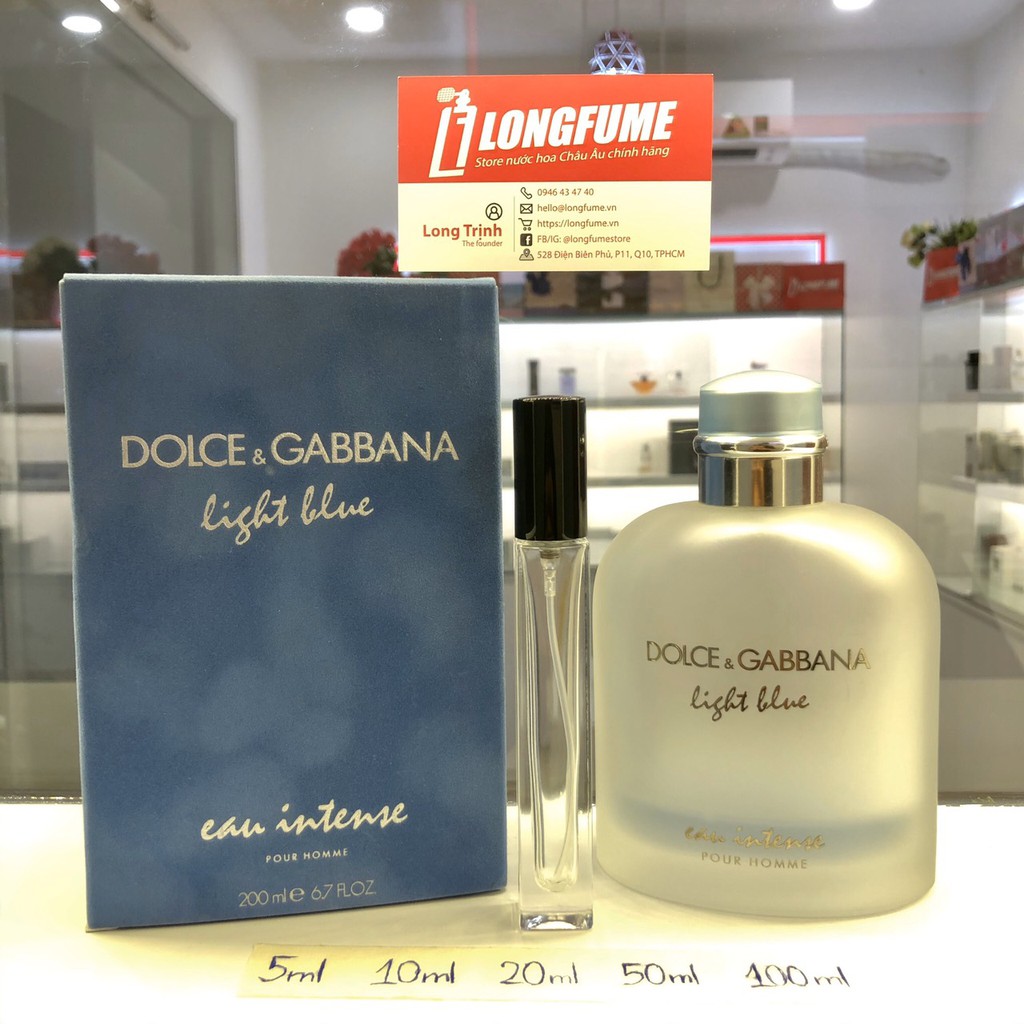 Mẫu thử nước hoa nam D&G Light Blue Eau Intense Pour Homme - Chiết nước hoa 5ml 10ml 20ml