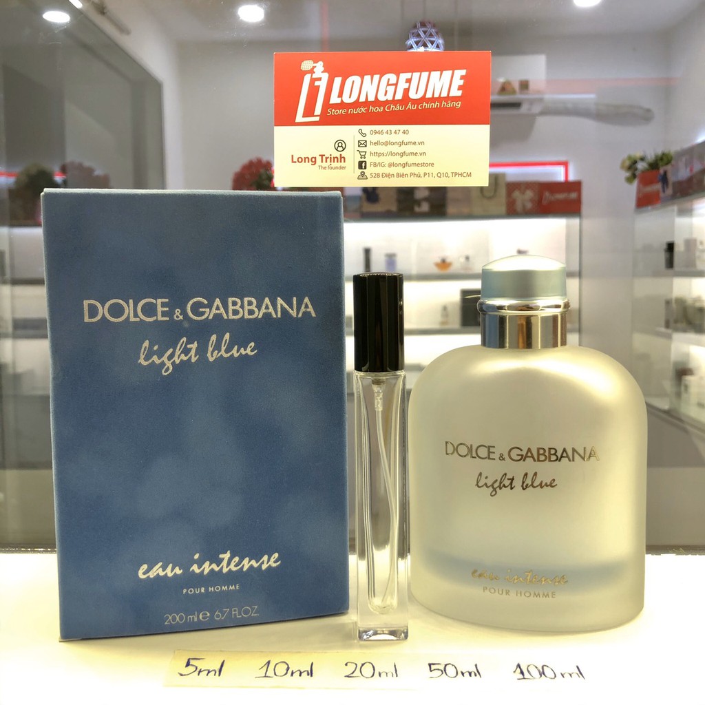 [Có Video] Mẫu thử nước hoa nam D&G Light Blue Eau Intense Pour Homme - Chiết nước hoa 5ml 10ml 20ml