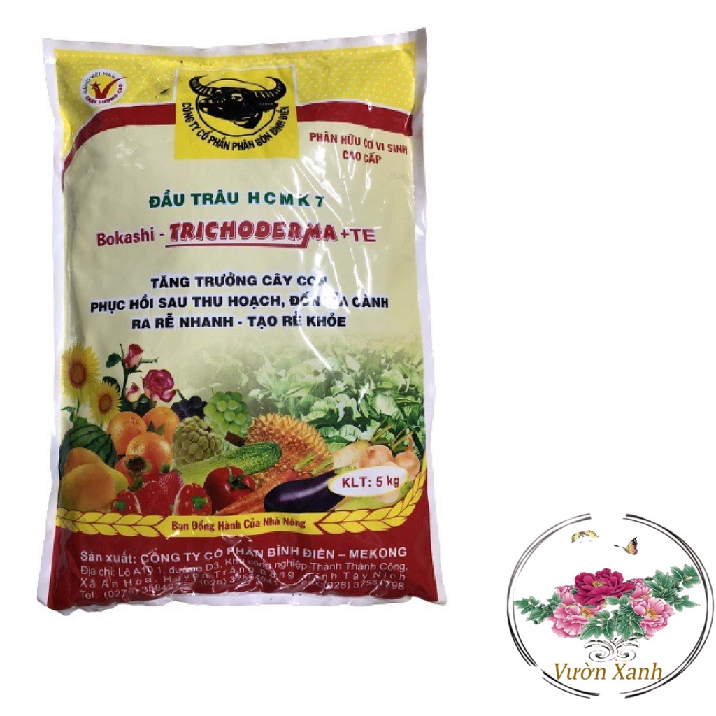 Phân Bón Hữu Cơ Vi Sinh Cao Cấp Đầu Trâu HCMK7 Bokashi - Trichoderma + TE - #154A# 5kg