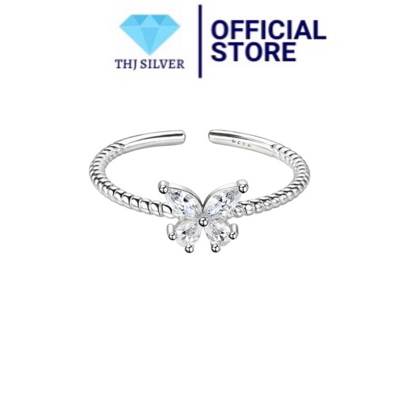 Nhẫn nữ hồ điệp đính đá nhân tạo sáng đẹp , kiểu hở dễ đeo - Chuẩn bạc ta(ảnh thật)