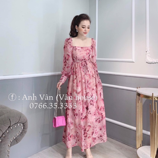 Gv- đầm maxi lụa hoa có lót