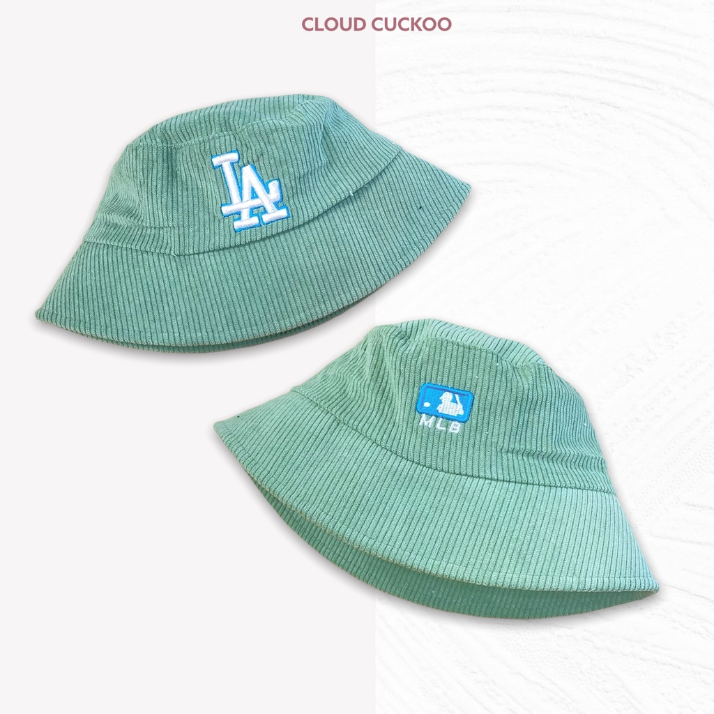 Mũ Xô Bucket Hat Nhung Gân Tăm Thêu Chữ LA - Mã Số: MBK0485