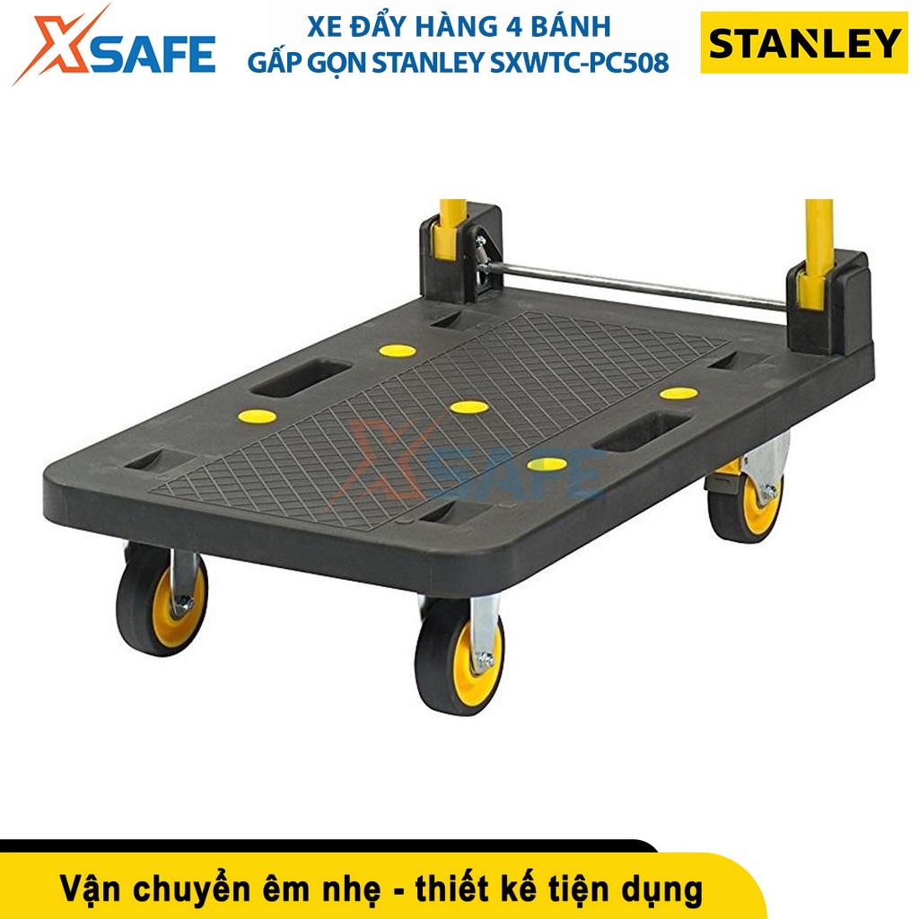 Xe đẩy hàng gấp gọn 4 bánh STANLEY SXWTC-PC508 tải trọng 150kg, tức thời 160kg, bánh xe bọc cao su - chính hãng - xsafe