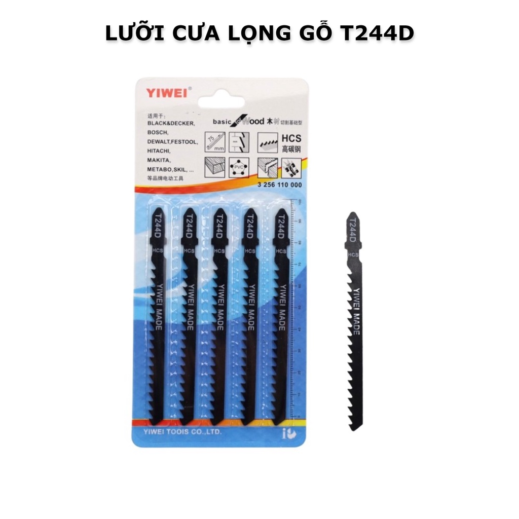 [Bộ 5 chiếc] Lưỡi cưa lọng gỗ T244D 6.35mm chất liệu Thép carbon sắc bén và bền bỉ